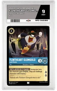 2024 DISNEY LORCANA EN 3 Into the Inklands #140 FLINTHEART GLOMGOLD MPE 9 MINT — graded card up for auction