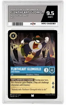 2024 DISNEY LORCANA EN 3 Into the Inklands #140 FLINTHEART GLOMGOLD MPE 9.5 MINT+ — graded card up for auction