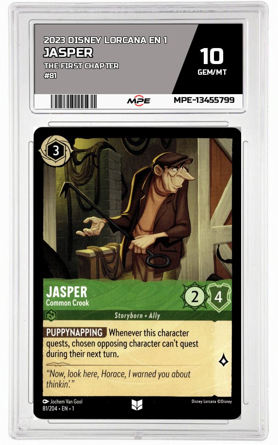 2023 DISNEY LORCANA EN 1 The First Chapter #81 JASPER MPE 10 GEM/MT — graded card auctioned from the MPE vault