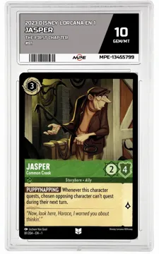 2023 DISNEY LORCANA EN 1 The First Chapter #81 JASPER MPE 10 GEM/MT — graded card up for auction
