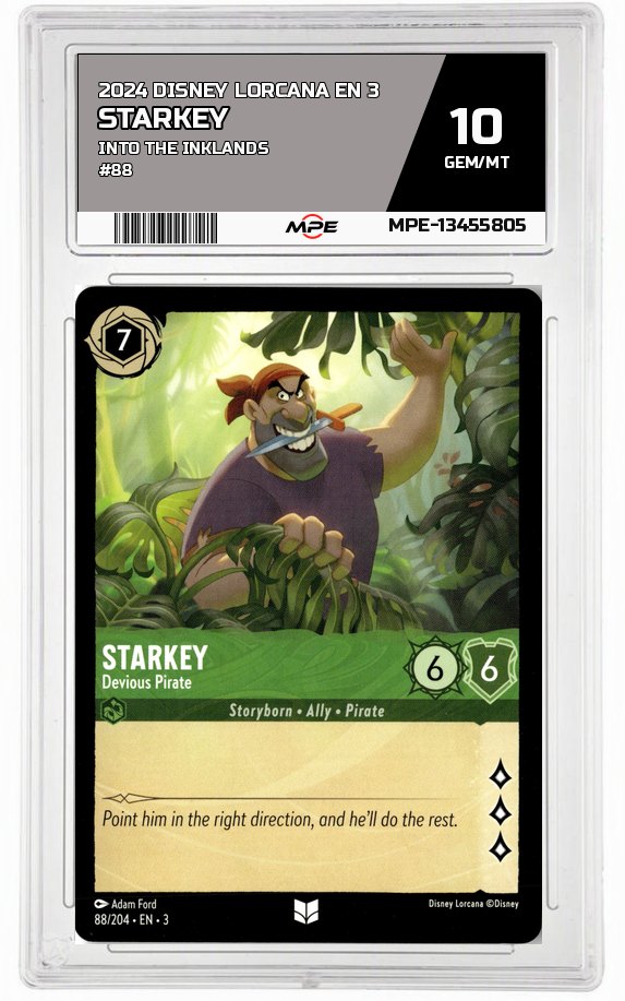 2024 DISNEY LORCANA EN 3 Into the Inklands #88 STARKEY MPE 10 GEM/MT — graded card auctioned from the MPE vault
