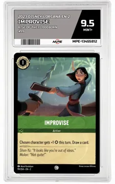 2023 DISNEY LORCANA EN 2 Rise of the Floodborn #99 IMPROVISE MPE 9.5 MINT+ — graded card up for auction