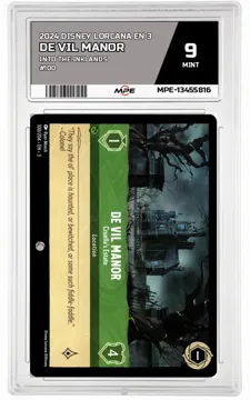 2024 DISNEY LORCANA EN 3 Into the Inklands #100 DE VIL MANOR MPE 9 MINT — graded card up for auction