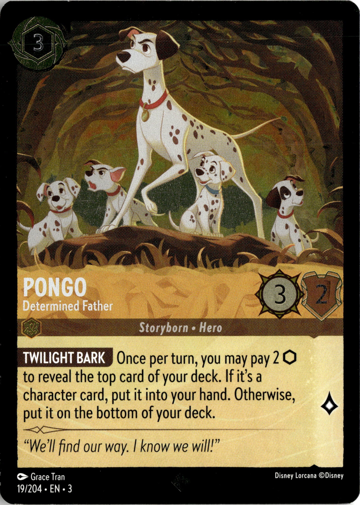 2024 Disney Lorcana En 3 Pongo graded slab