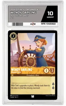 2024 DISNEY LORCANA EN 3 Into the Inklands #23 WENDY DARLING MPE 10 GEM/MT — graded card up for auction