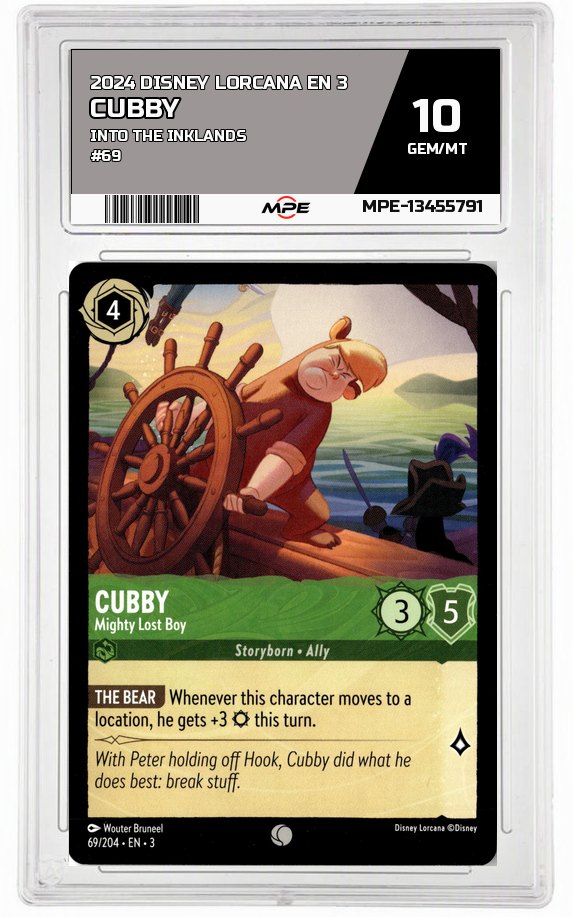 2024 DISNEY LORCANA EN 3 Into the Inklands #69 CUBBY MPE 10 GEM/MT — graded card auctioned from the MPE vault