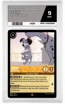 2024 DISNEY LORCANA EN 3 Into the Inklands #8 LUCKY MPE 9 MINT — graded card up for auction