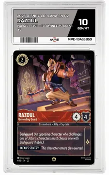 2025 DISNEY LORCANA EN Q2 Palace Heist – Illumineer's Quest #4 RAZOUL MPE 10 GEM/MT — graded card up for auction