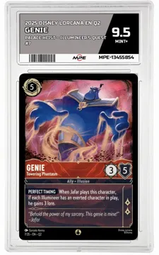 2025 DISNEY LORCANA EN Q2 Palace Heist – Illumineer's Quest #7 GENIE MPE 9.5 MINT+ — graded card up for auction