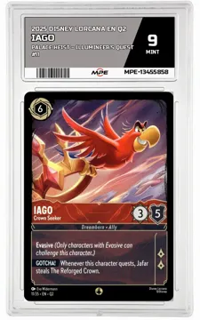 2025 DISNEY LORCANA EN Q2 Palace Heist – Illumineer's Quest #11 IAGO MPE 9 MINT — graded card up for auction