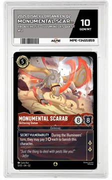 2025 DISNEY LORCANA EN Q2 Palace Heist – Illumineer's Quest #12 MONUMENTAL SCARAB MPE 10 GEM/MT — graded card up for auction