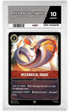 2025 DISNEY LORCANA EN Q2 Palace Heist – Illumineer's Quest #25 MECHANICAL SNAKE MPE 10 GEM/MT — graded card up for auction