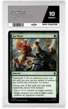 2026 MTG MSH EN Marvel Super Heroes #0168 GO NUTS! MPE 10 GEM/MT — graded card up for auction