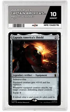 2026 MTG MSH EN Marvel Super Heroes #0244 CAPTAIN AMERICA'S SHIELD MPE 10 GEM/MT — graded card up for auction