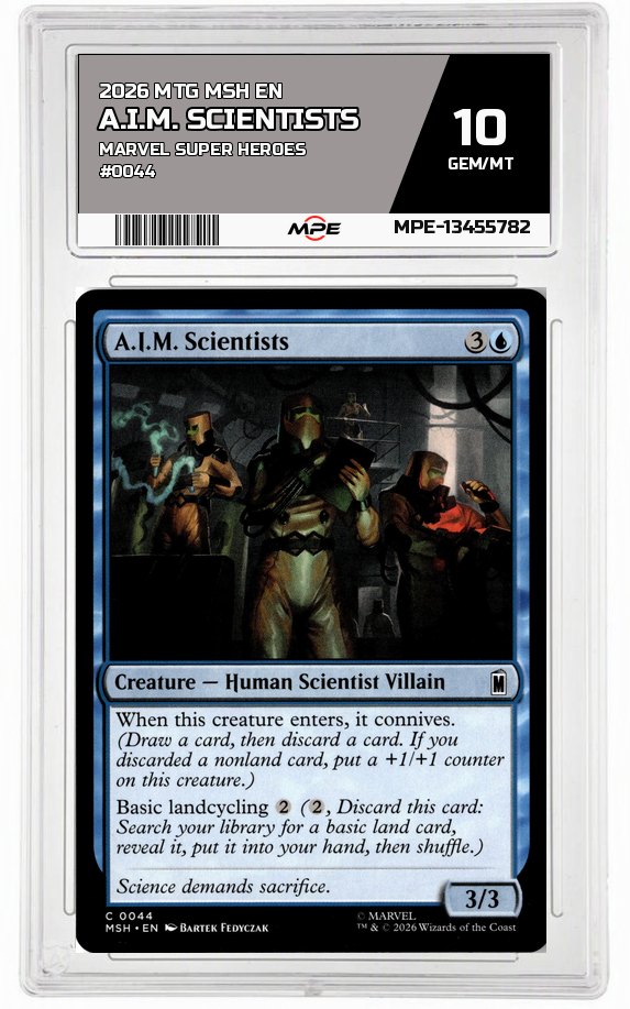 2026 MTG MSH EN Marvel Super Heroes #0044 A.I.M. SCIENTISTS MPE 10 GEM/MT — graded card auctioned from the MPE vault
