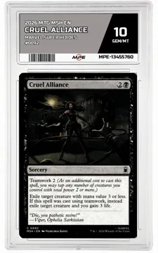 2026 MTG MSH EN Marvel Super Heroes #0092 CRUEL ALLIANCE MPE 10 GEM/MT — graded card up for auction