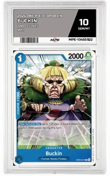2024 ONE PIECE OP08 EN Two Legends #051 BUCKIN MPE 10 GEM/MT — graded card up for auction