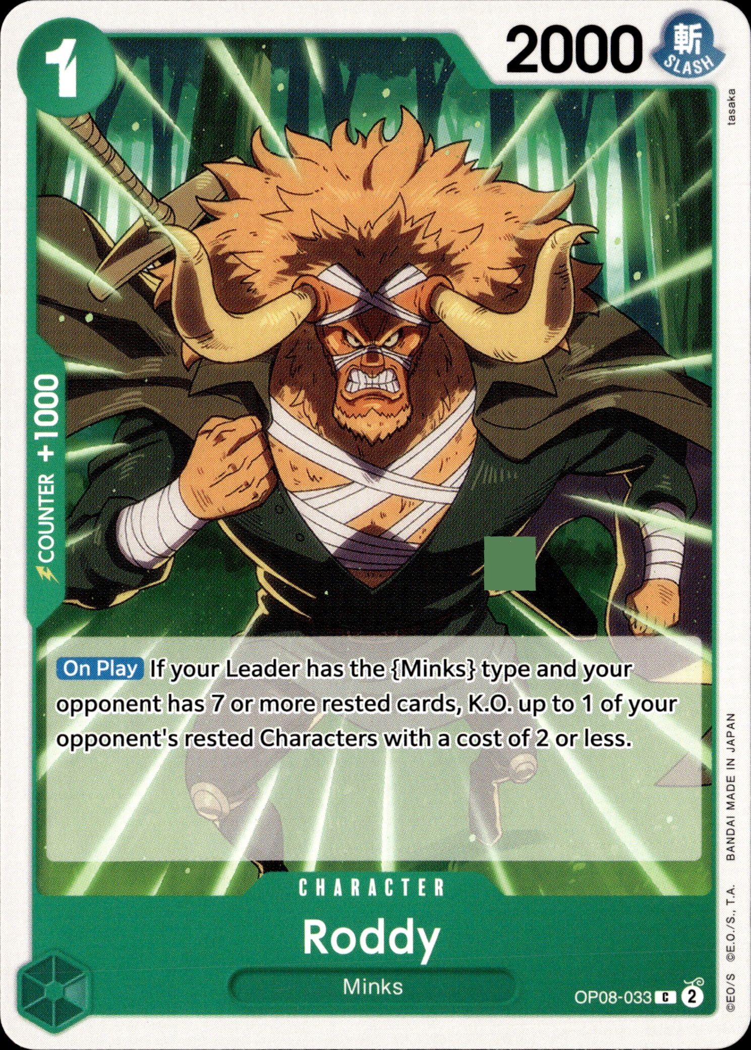 2024 One Piece Op08 En Roddy graded slab