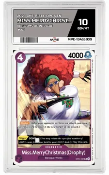 2023 ONE PIECE OP04 EN Kingdoms of Intrigue #067 MISS.MERRYCHRISTMAS(DROPHY) MPE 10 GEM/MT — graded card up for auction