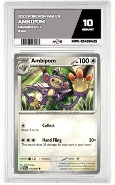 2023 POKEMON PAR EN PARADOX RIFT #146 Ambipom MPE 10 GEM/MT — graded card up for auction