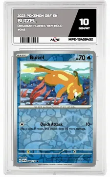 2023 POKEMON OBF EN OBSIDIAN FLAMES-REV HOLO #048 Buizel MPE 10 GEM/MT — graded card up for auction