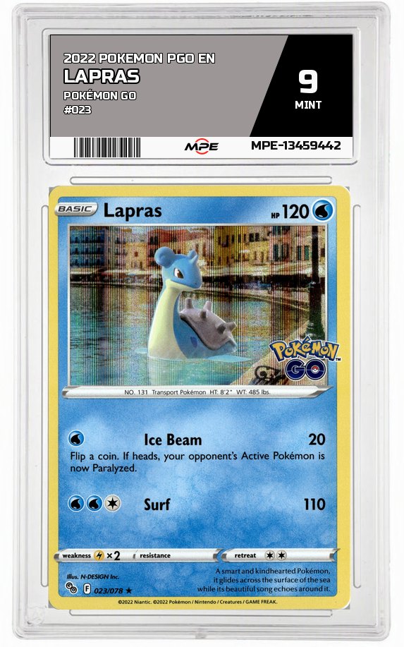 2022 POKEMON PGO EN POKÉMON GO #023 Lapras MPE 9 MINT — graded card auctioned from the MPE vault