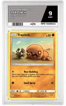 2019 POKEMON CEC EN COSMIC ECLIPSE #107 TRAPINCH MPE 9 MINT — graded card up for auction