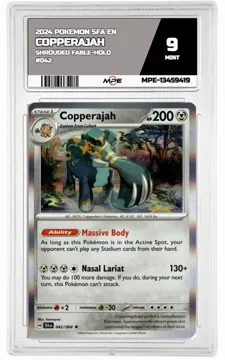 2024 POKEMON SFA EN SHROUDED FABLE-HOLO #042 Copperajah MPE 9 MINT — graded card up for auction