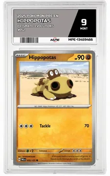 2025 POKEMON PRE EN PRISMATIC EVOLUTIONS #052 HIPPOPOTAS MPE 9 MINT — graded card up for auction
