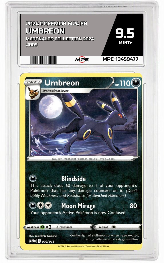 2024 POKEMON M24 EN MCDONALDS COLLECTION 2024 #009 UMBREON MPE 9.5 MINT+ — graded card auctioned from the MPE vault