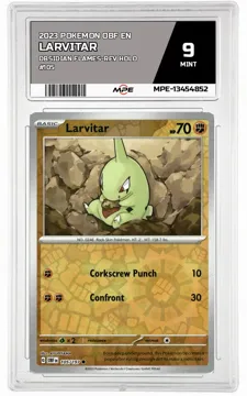 2023 POKEMON OBF EN Obsidian Flames-REV HOLO #105 LARVITAR MPE 9 MINT — graded card up for auction