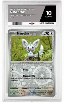 2024 POKEMON TEF EN Temporal Forces-REV HOLO #136 MINCCINO MPE 10 GEM/MT — graded card up for auction