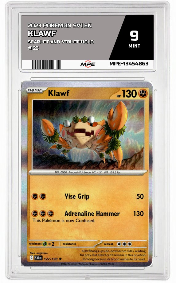 2023 POKEMON SV1 EN Scarlet and Violet-HOLO #122 KLAWF MPE 9 MINT — graded card auctioned from the MPE vault