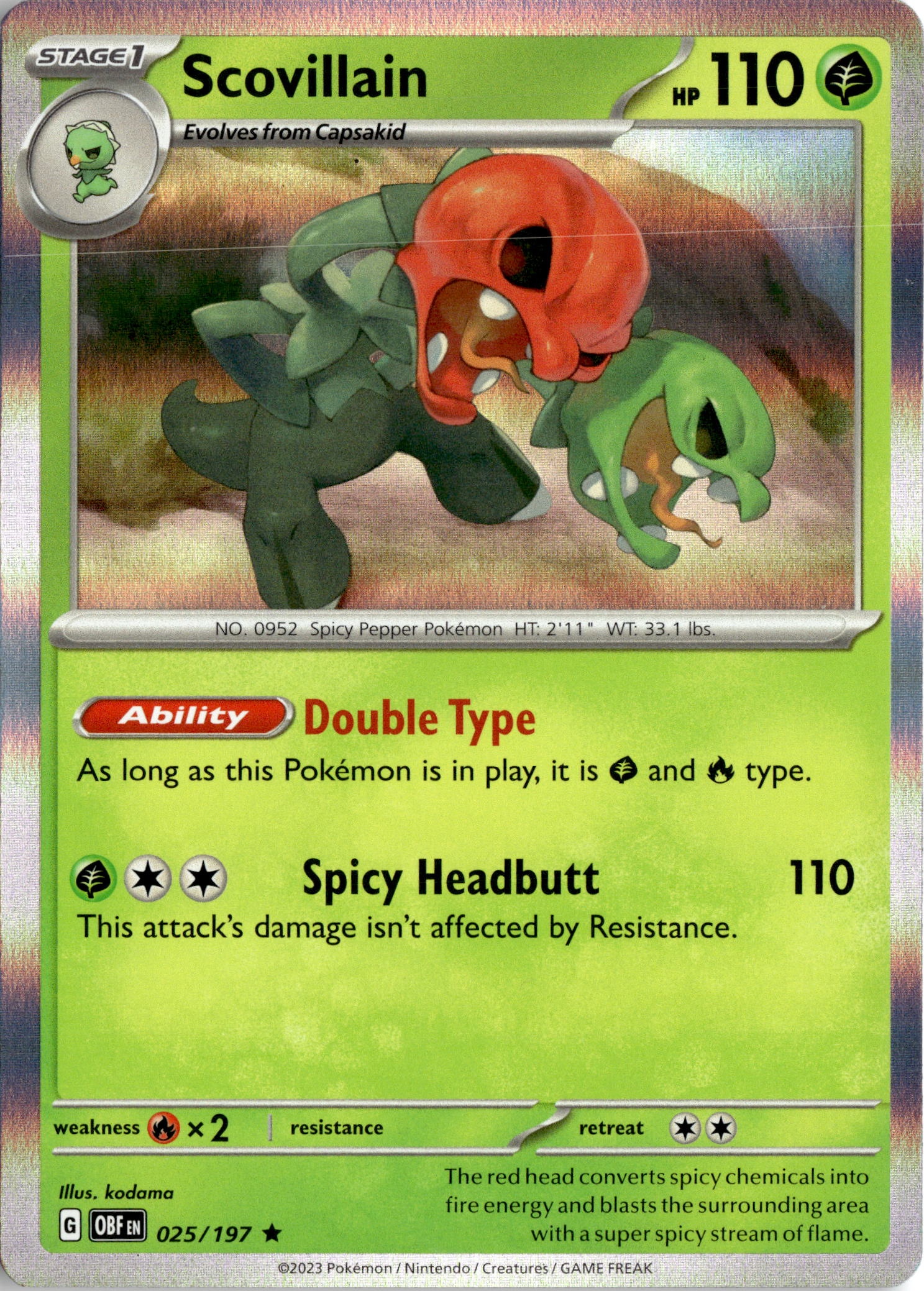 2023 Pokemon Obf En Scovillain graded slab