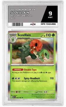 2023 POKEMON OBF EN Obsidian Flames-HOLO #025 SCOVILLAIN MPE 9 MINT — graded card up for auction