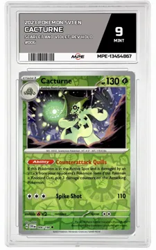 2023 POKEMON SV1 EN Scarlet and Violet-REV HOLO #006 CACTURNE MPE 9 MINT — graded card up for auction
