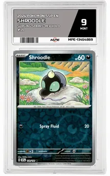 2024 POKEMON SSP EN Surging Sparks-REV HOLO #120 SHROODLE MPE 9 MINT — graded card up for auction