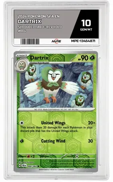 2024 POKEMON SFA EN Shrouded Fable-REV HOLO #004 DARTRIX MPE 10 GEM/MT — graded card up for auction