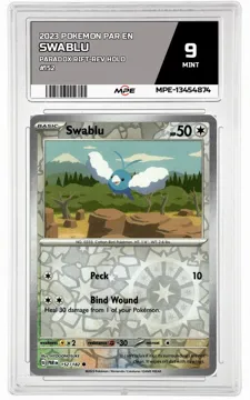2023 POKEMON PAR EN Paradox Rift-REV HOLO #152 SWABLU MPE 9 MINT — graded card up for auction