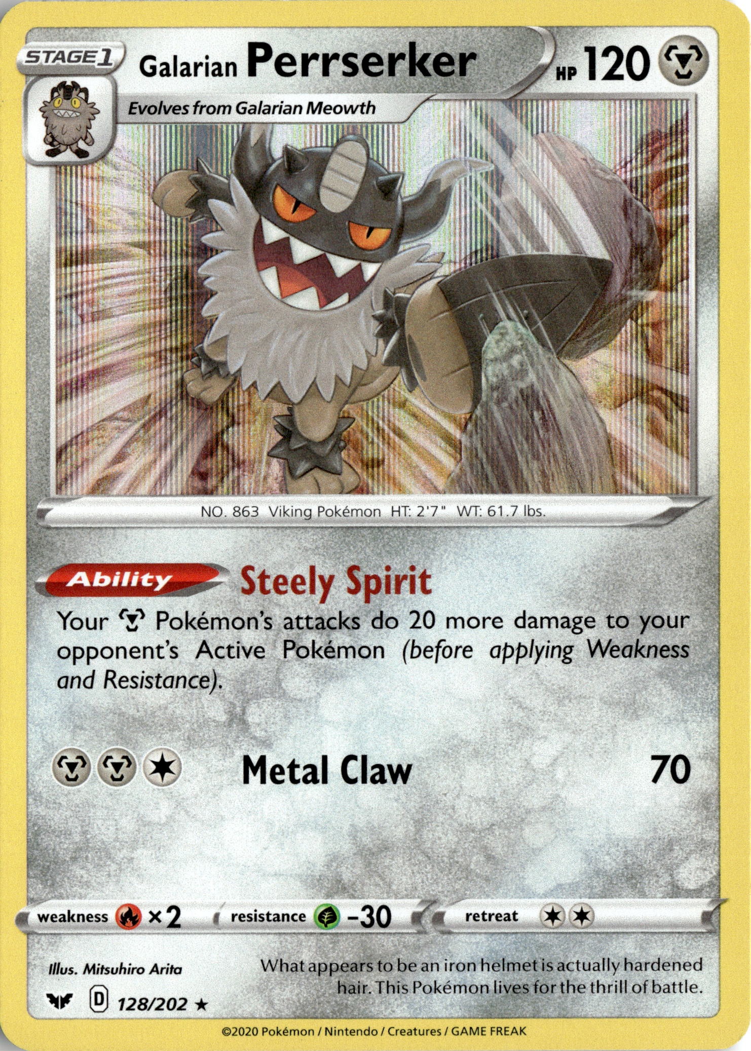 2020 Pokemon Ssh En Galarian Perrserker graded slab