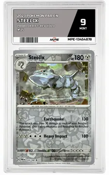2023 POKEMON PAR EN Paradox Rift-REV HOLO #125 STEELIX MPE 9 MINT — graded card up for auction