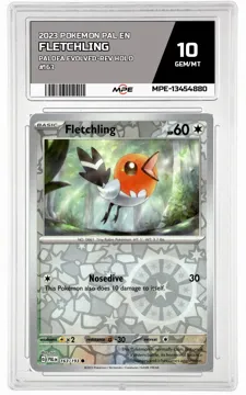 2023 POKEMON PAL EN Paldea Evolved-REV HOLO #163 FLETCHLING MPE 10 GEM/MT — graded card up for auction