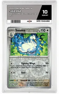 2024 POKEMON TWM EN Twilight Masquerade-REV HOLO #140 SWANNA MPE 10 GEM/MT — graded card up for auction