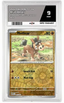 2024 POKEMON TEF EN Temporal Forces-REV HOLO #091 MUDBRAY MPE 9 MINT — graded card up for auction