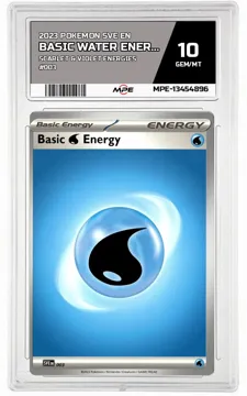 2023 POKEMON SVE EN Scarlet & Violet Energies #003 BASIC WATER ENERGY MPE 10 GEM/MT — graded card up for auction