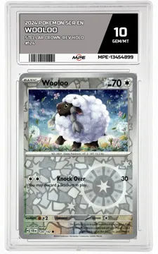 2024 POKEMON SCR EN Stellar Crown-REV HOLO #124 WOOLOO MPE 10 GEM/MT — graded card up for auction