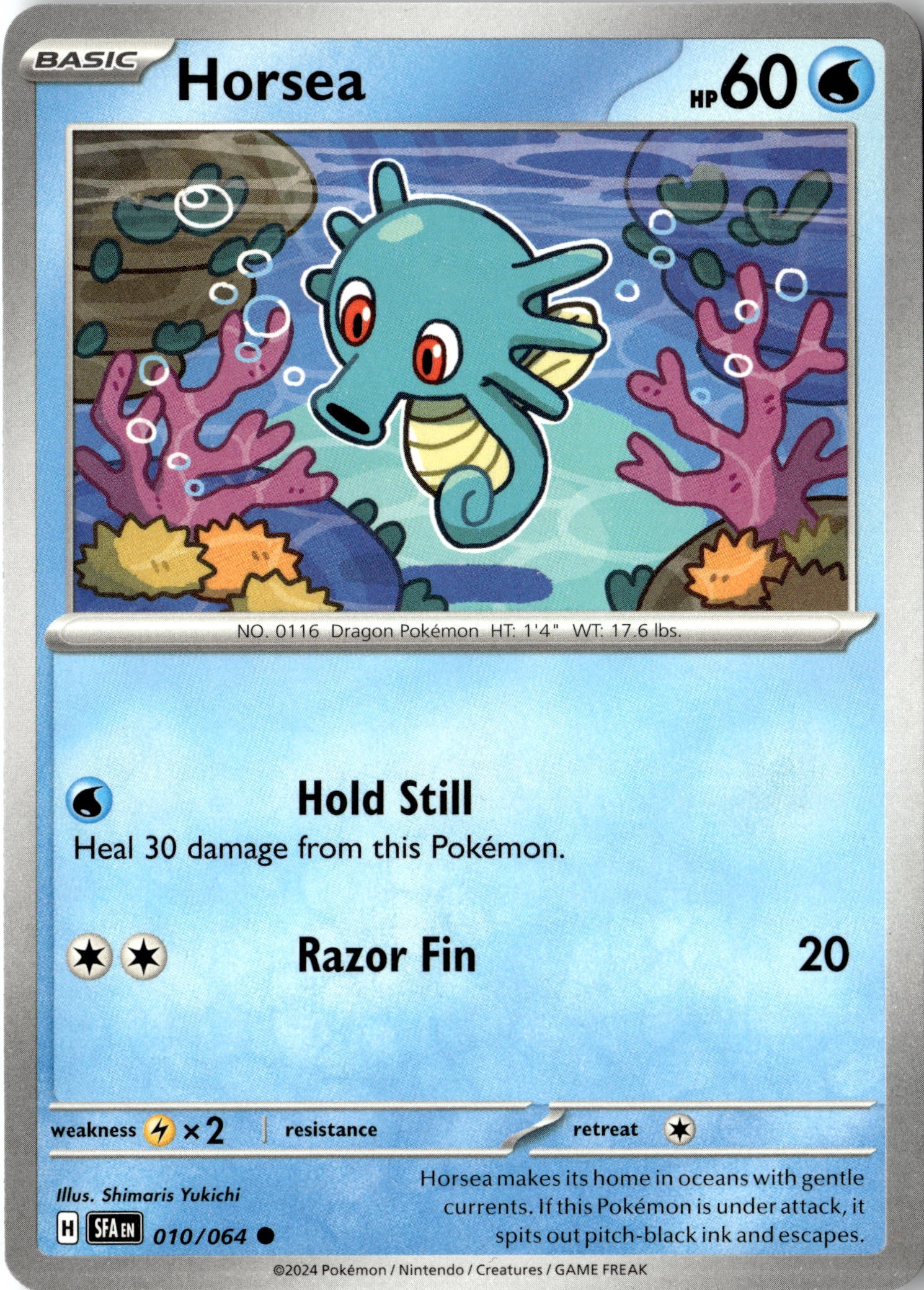 2024 Pokemon Sfa En Horsea graded slab