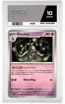2024 POKEMON SFA EN Shrouded Fable #019 DUSCLOPS MPE 10 GEM/MT — graded card up for auction