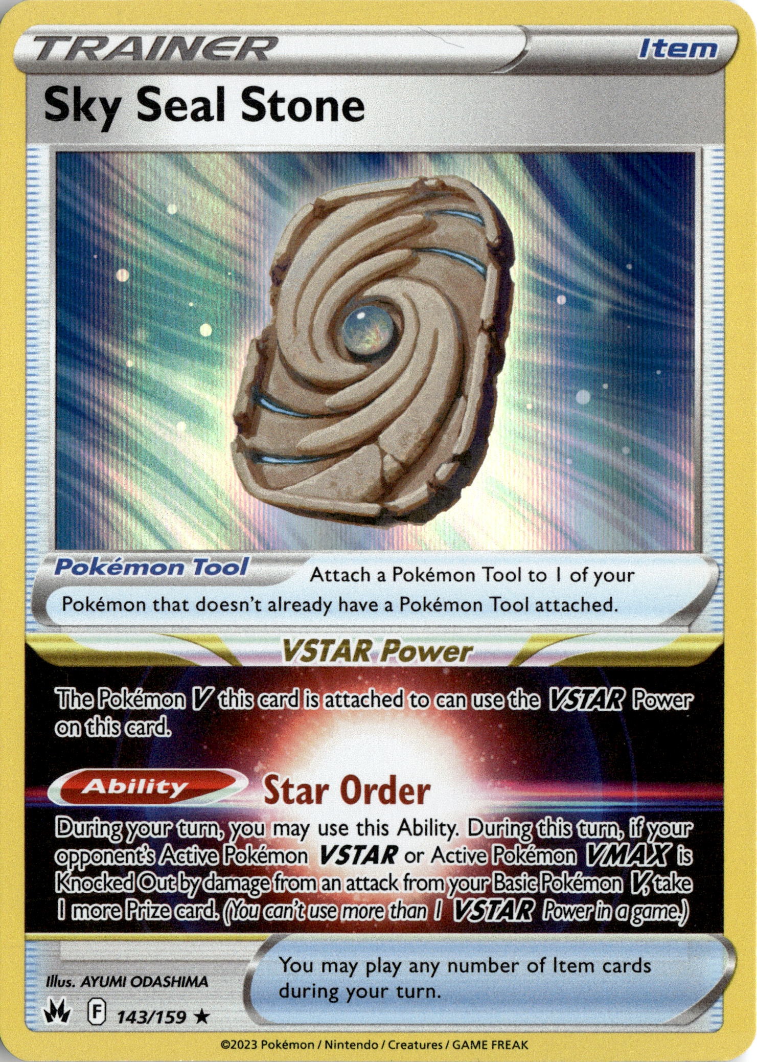 2023 Pokemon Crz En Sky Seal Stone graded slab