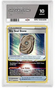 2023 POKEMON CRZ EN Crown Zenith-VSTAR #143 SKY SEAL STONE MPE 10 GEM/MT — graded card up for auction